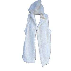 Koolaburra by UGG Women's Medium Cozy Sherpa Hooded Vest Ivory Mid Length Open